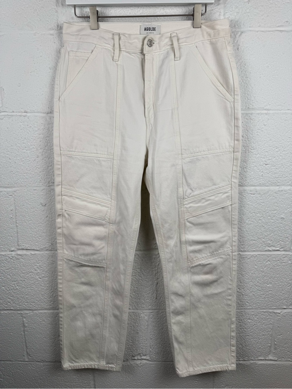 AGOLDE Cooper Utility Cargo Jeans Pants Ivory White Size 29